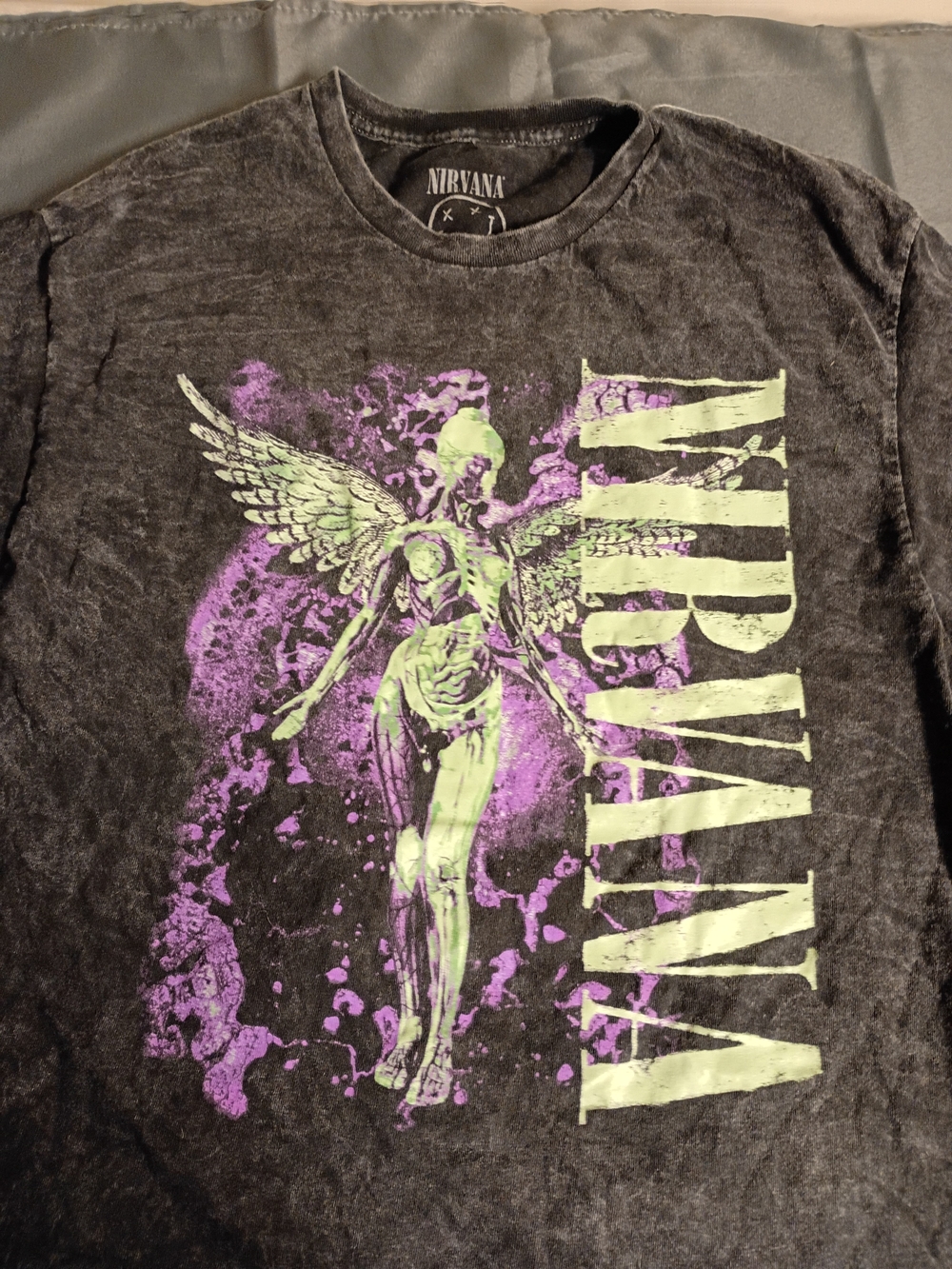 Nirvana Womens Black Tee with In Utero Angel 1993 Album Cover